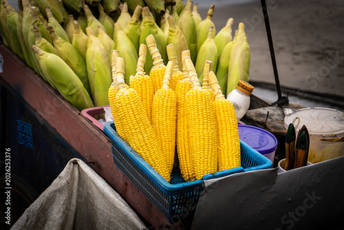 Photos Fresh Yellow Sweet Corn on Cobs at Street Food Cart
