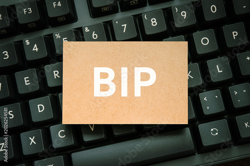 Bild auf Leinwand Secure technology and BIP on card with keyboard