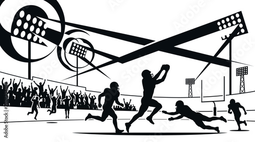 Foto American football players in action silhouette illustration.