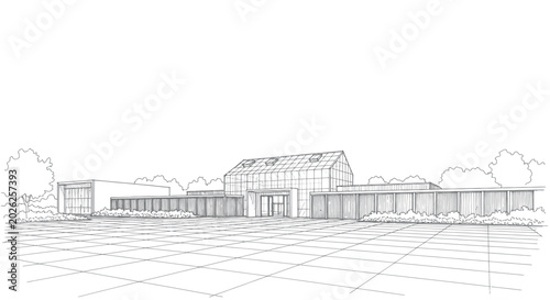 Εκτύπωση καμβά Modern Architectural Building Design Sketch.