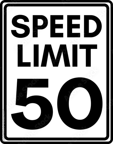 Foto Maximum Speed Limit 50 mph Traffic Sign Vector