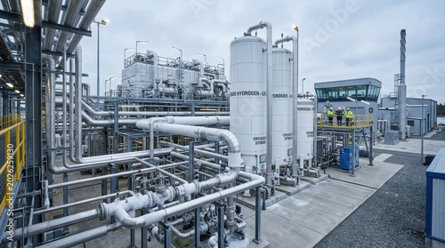 Large-scale hydrogen production and storage facility with complex industrial infrastructure