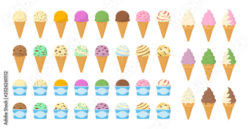アイスクリーム・ソフトクリーム・カップアイス ベクターイラストセット