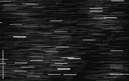 Abstract glitch background with white horizontal lines. Digital noise distortion. Fast data stream effect. Futuristic technology texture for cyber interface or tech design. Vector illustration.