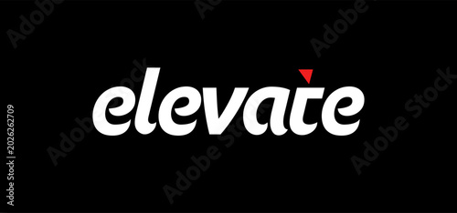 Photos Elevate typography presents a bold white sans-serif wordmark set against a stark matte black background to convey modern corporate growth