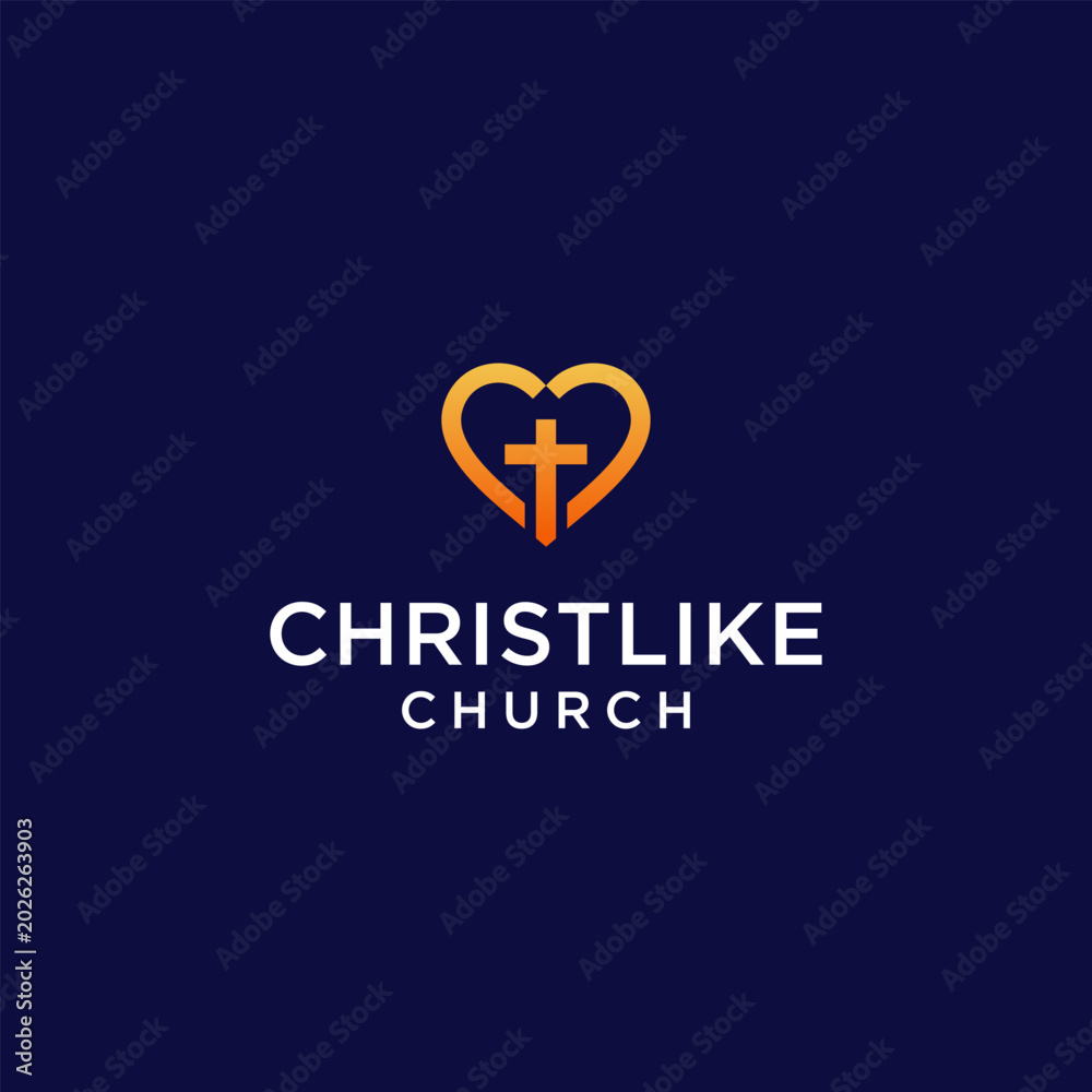 Ταπετσαρία Heart-shaped logo with a cross inside, symbolizing love and faith, with the text CHRISTLIKE CHURCH below