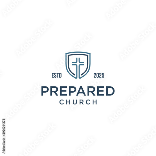 Foto A simple and modern logo featuring a shield with a cross inside, accompanied by