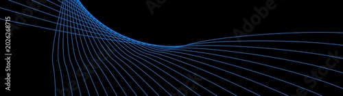 Abstract background with waves for banner. Medium banner size. Vector background with lines. Element for design isolated on black. Black and white. Brochure, booklet
