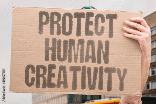 Obraz na plátně "Protect Human Creativity" Art and ideas belong to people