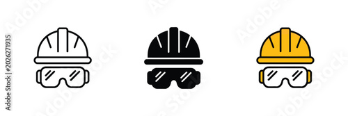 Cuadro en lienzo Hard hat with goggles icon construction helmet safety mask engineer protection g