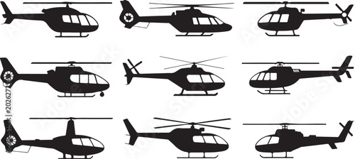 Εκτύπωση καμβά helicopter silhouette graphic collection aviation rotor black