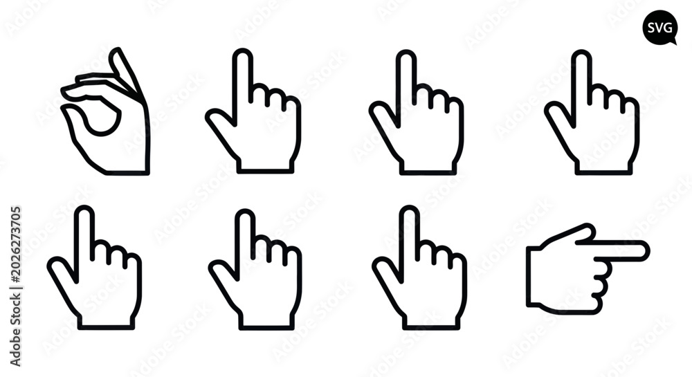 Fototapeta premium Hand Cursor Icons Set, Pointing Finger and Click Gestures