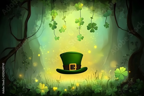 Green St. Patrick's background, hat.