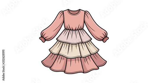 Foto Pink tiered dress with ruffles illustration
