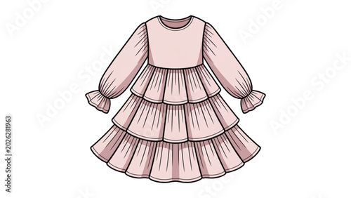 Bild auf Leinwand Pink ruffled dress with lace details