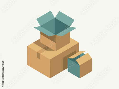 Cuadro en lienzo This image features stacked cardboard boxes with one box open, symbolizing storage solutions and moving