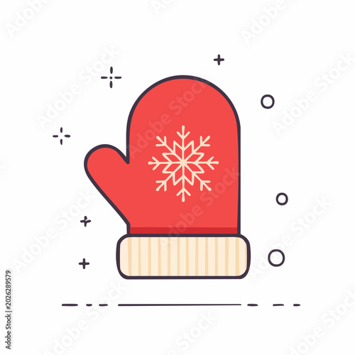 Red Mitten with Snowflake Icon