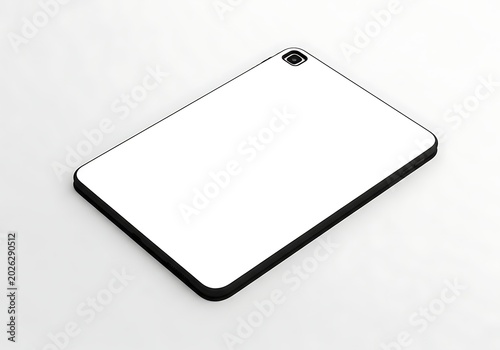 Isolated blank white tablet sleeve mockup with black border, digital device case for custom branding, tech accessory