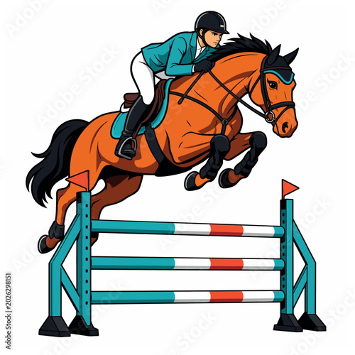 Φωτογραφία Equestrian Horse Jumping Event Rider.