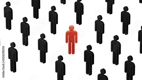 Foto Crowd of figurines and red one