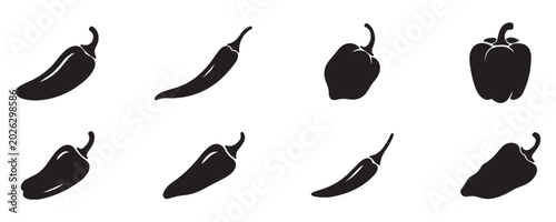 Red chili pepper icon for spicy cuisine heat flavor ingredient vector illustration