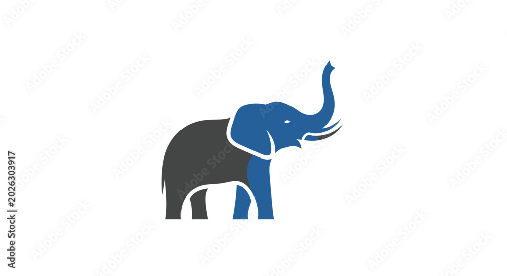 Obraz premium Abstract Blue Gray Elephant Logo Icon