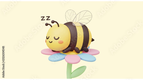 Tableau sur toile Sleeping bee on a flower.