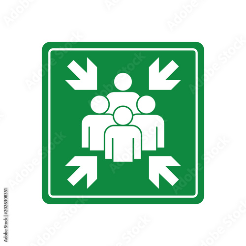Assembly Point Emergency Sign Vector Illustration. Perfect for industrial, office, and public space safety documentation.
