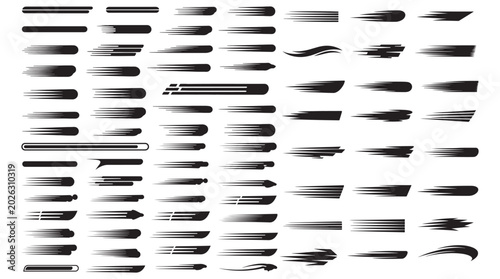 Motion Blur Brush Stroke Set for Graphic Design and Speed Effects