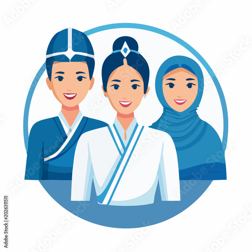 Diverse group of people in traditional attire