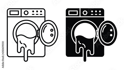 Washing machine with clothes inside front view illustration