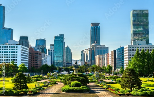 Cityscape view of Yeouido district in Seoul, South Korea