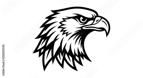 Foto Eagle Head Silhouette, Fierce Bird of Prey, Symbol of Freedom and Power