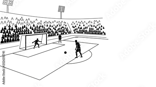 Принти на полотні A soccer player prepares to take a penalty kick against a goalkeeper