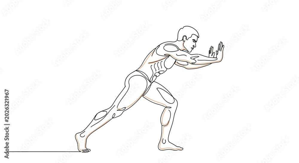 Obraz premium Man Pushing Wall Line Art