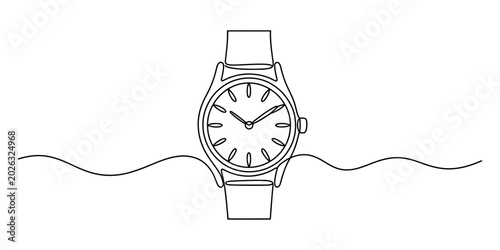 Картината върху платно Classic wristwatch drawn in a continuous single line style showing an elegant lu