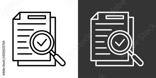 Reviewing Documents Black And White Icon Set Collection Pack Vector Illustration