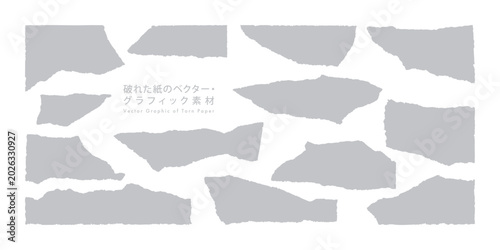 Billede på lærred 破れた紙のベクター・グラフィック素材（Grey）