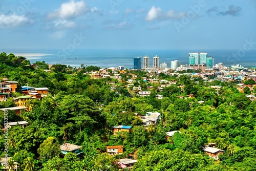 Houses on a hill in Port of Spain, the capital of Trinidad and Tobago