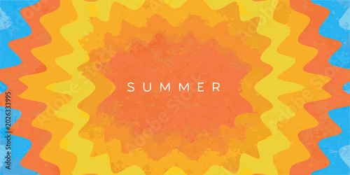 retro sunburst pattern with summer text orange and yellow