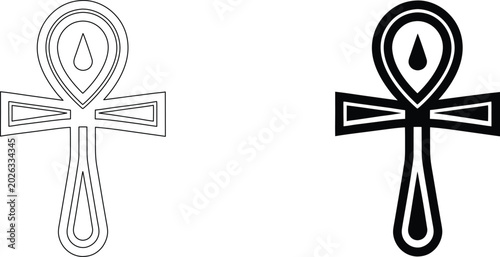 Fotografía Ancient egyptian ankh cross symbol vector illustration representing life with teardrop