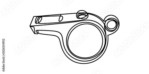 Tableau sur toile Black outline drawing of a metal mechanical valve rocker arm component used in i