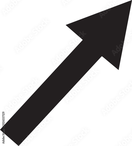 Black arrow icon, pointing up, directional symbol, vector graphics