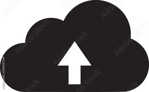 Cloud, upload, icon, black, white, arrow, cloud computing, data storage