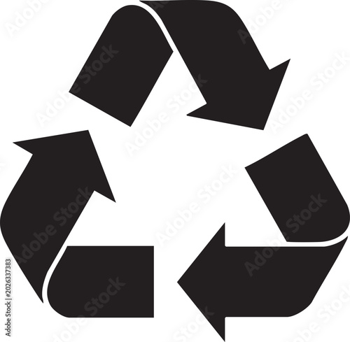 Recycling symbol, eco friendly icon, black recycle sign, vector logo