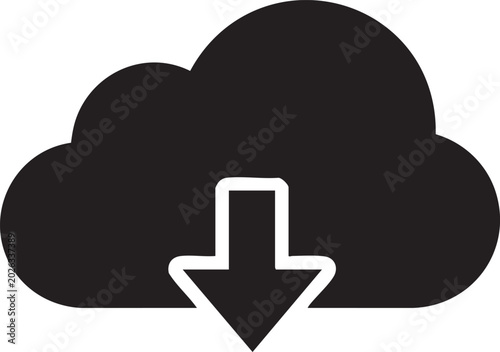 Cloud, download, icon, symbol, black, vector graphics