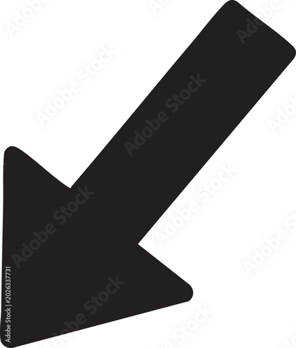 Black arrow icon, directional symbol, vector pointer, navigation sign