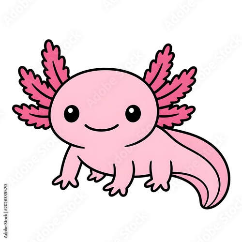 pink axolotl isolated on white