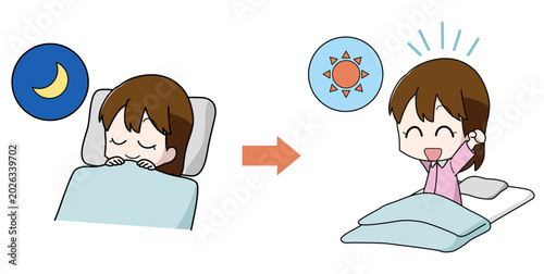 Konstfotografi よく寝て寝起きが良い女子のイラスト