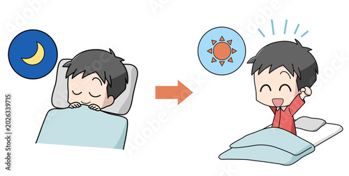 Foto よく寝て寝起きが良い男子のイラスト